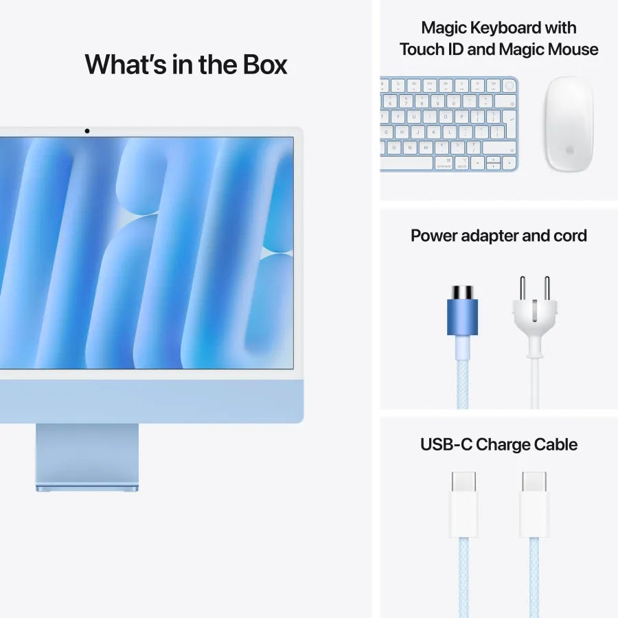 24-inch iMac with Retina 4.5K display: Apple M4 chip with 10‑core CPU and 10‑core GPU, 24GB, 512GB SSD