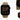 A smartwatch with a black rectangular display and an olive green sport band, shown on a clean white background with three inset detail views. The screen displays a digital watch face with gold-toned numerals and fitness icons.